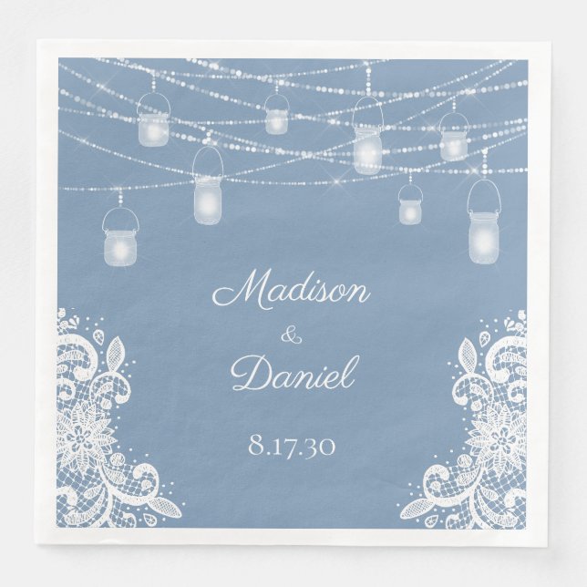 Rustikale, dunkelblaue Lichter Hochzeiten von Napk Serviette (Vorderseite)