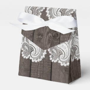 Rustikale dunkle Holz- & Spitzen-elegante Brautpar Geschenkschachtel