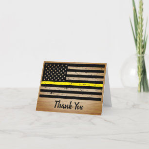 Rustikale, dünne gelbe Linie - Amerikanische Flagg Dankeskarte