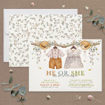 Rustikale Dusty Blue Floral Cotattcore Gender Reve Einladung<br><div class="desc">Herzlich willkommen zum Gender-Enthüllungen - rustikal, hübsch und einzigartig. Diese wunderschöne rustikale Dusty Blue Floral Cotgagecore Gender Reveal Einladung Set für ein unvergessliches Ereignis mit seinen charmanten visuellen und nachdenklichen Details. Von handgefertigten Baby-Bekleidungen, die an einem Zweig der Vegetation hängen, über sanfte Blume und Bettwäsche in ätherisch staubigen Blautönen, verkörpert...</div>