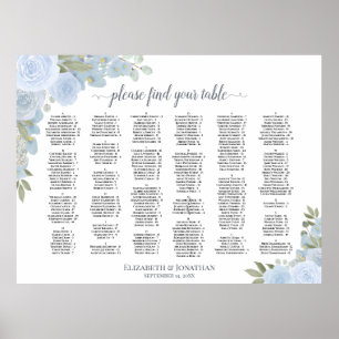 Rustikale Dusty Blue Rose Alphabetisches Seekarten Poster