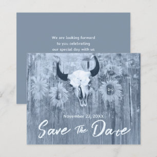 Rustikale Dusty Blue Sunflowers Bull Skull Budget