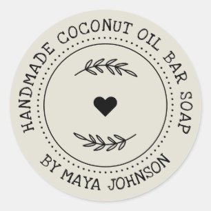 Rustikale Dusty Elfenbeingrüne Handmade Runder Aufkleber