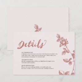 Rustikale dusty Pink Whimsical Floral Wedding Deta Begleitkarte
