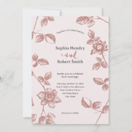 Rustikale dusty Pink Whimsical Floral Wedding Einladung