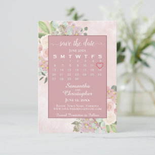 Rustikale Dusty Rose Frühjahrsblütenkalender Save The Date