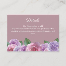 Rustikale Dusty Rose Rosa Blumenzwiebeldetails Begleitkarte