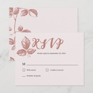Rustikale Dusty-Rose Whimsisches Floral RSVP Karte