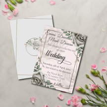 Rustikale Dusty White Rose Blume Einladung Hochzei