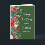 Rustikale Ehefrau Brother Frohe Weihnachten Karte<br><div class="desc">Frohe Weihnachten für Bruderkarte in rustikalen Waldgrün und Aquarell Blume und Blätter.</div>