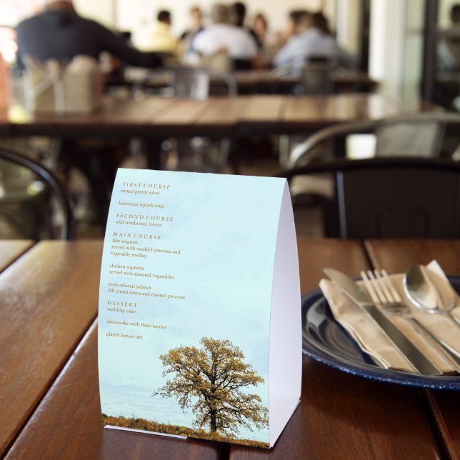 Rustikale Eichenbaum-Herbst-Hochzeitsmenü Tischaufsteller (In Situ (Restaurant))