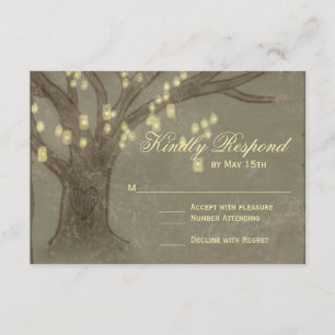 Rustikale Eichenbaum-Mason-Glas-Hochzeits-RSVP-Kar RSVP Karte