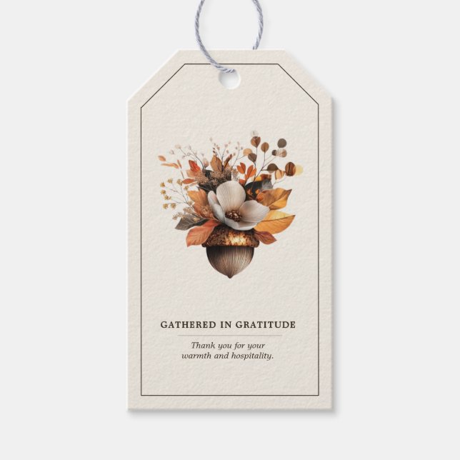 Rustikale Eichenblüten-Elfenbein-Geschenk- und Gef Geschenkanhänger (Vorderseite)