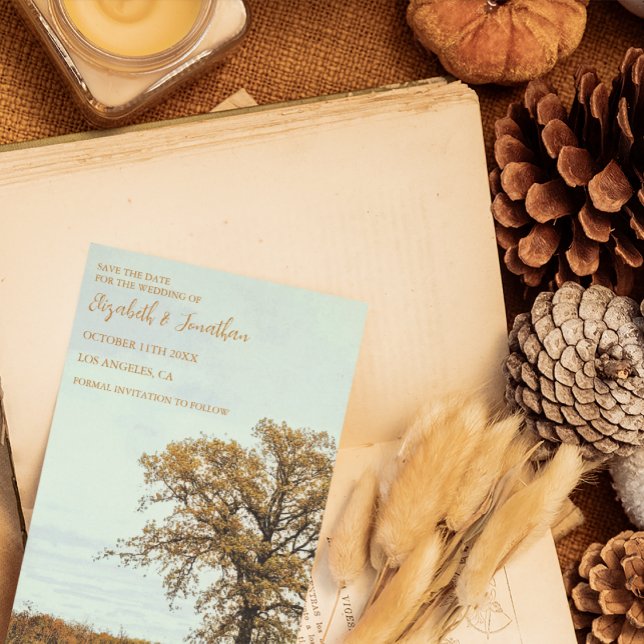 Rustikale Eichenhochzeit im Herbst Save The Date (Von Creator hochgeladen)