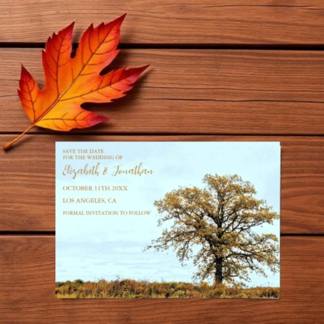 Rustikale Eichenhochzeit im Herbst Save The Date (Von Creator hochgeladen)