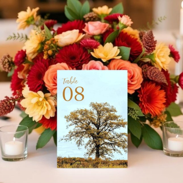 Rustikale Eichenhochzeit im Herbst Tischnummer (Von Creator hochgeladen)
