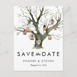 Rustikale Eichenlaternen Hochzeit Save-the-Date Ankündigungspostkarte