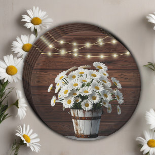 Rustikale Eimer-Daisy in Blüten-Babyparty Pappteller