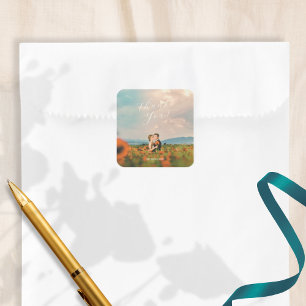 Rustikale, einfache, blaue Pfoten Wasserfarbe Quadratischer Aufkleber