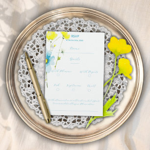 Rustikale, einfache, blaue Pfoten Wasserfarbe RSVP Karte