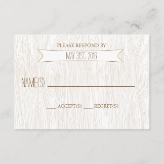 Rustikale Einfache Hochzeitskarte aus Holz RSVP Karte