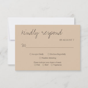 Rustikale Einfachheit Beige Minimalistisch Weddi RSVP Karte