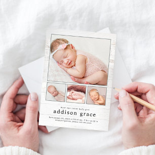 Rustikale Einführung Baby Birth Ankündigung
