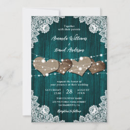Rustikale Einladung zur Hochzeit aus Aquamarinem H