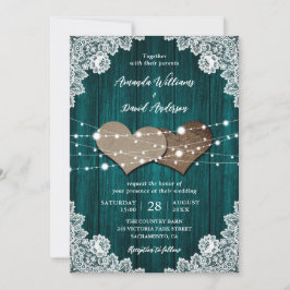 Rustikale Einladung zur Hochzeit aus Aquamarinem H