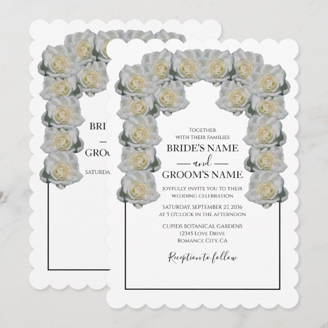 Rustikale Einladungen für die Hochzeit von weißen  (Vorne/Hinten)