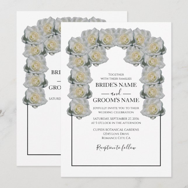 Rustikale Einladungen für die Hochzeit von weißen  (Vorne/Hinten)