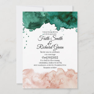 Rustikale Einladungen zur grünen und rosa Hochzeit