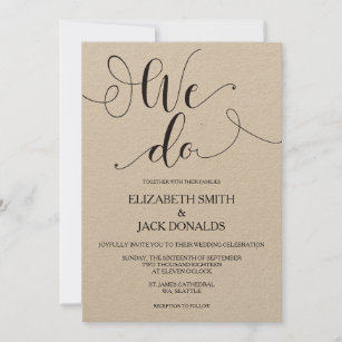 Rustikale Einladungskarte für Hochzeiten - Kalligr