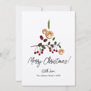Rustikale, einzigartige Weihnachtsbaumfamilie Feiertagskarte