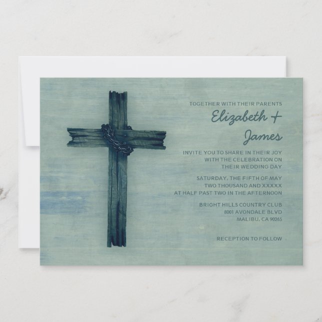 Rustikale Eisen-Kreuz-Hochzeits-Einladungen Einladung (Vorderseite)