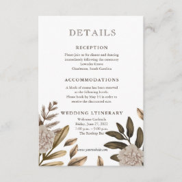 Rustikale Elegance Blumenzettel Begleitkarte