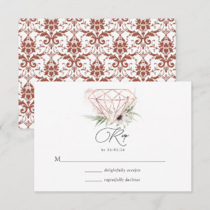 Rustikale Elegance Bronze Geometric Diamond Weddin RSVP Karte