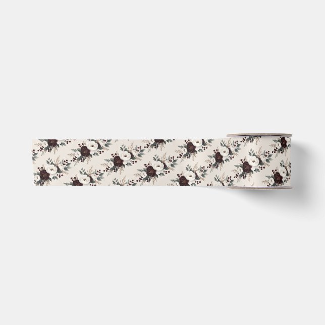 Rustikale Elegance Burgund Blumenhochzeit Satinband (Vorderseite)