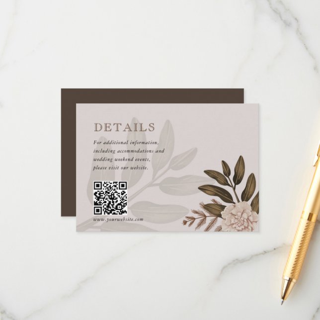 Rustikale Elegance Floral Hochzeitkarten Begleitkarte (Vorderseite/Rückseite Beispiel)