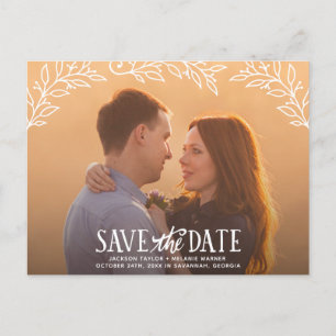 Rustikale Elegance Foto Save the Date Ankündigungspostkarte