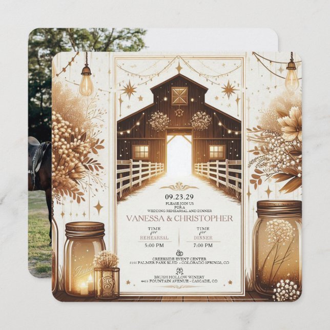 Rustikale Elegance Wedding Probe Einladung (Vorne/Hinten)