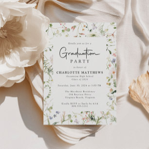 Rustikale Elegance Wildblume Frame Graduation Part Einladung