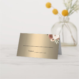 Rustikale Elegance Wildfowers on Gold Wedding Platzkarte