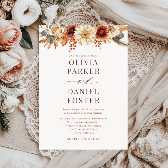 Rustikale Elegant Fall Floral Wedding Einladung (Von Creator hochgeladen)