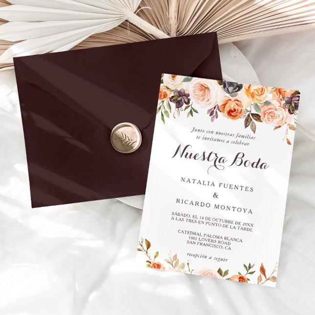 Rustikale Elegant Fall Spanische Hochzeit der Blum Einladung (Von Creator hochgeladen)