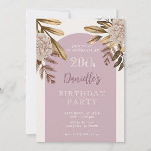 Rustikale Elegant Floral 20. Geburtstag Einladunge Einladung