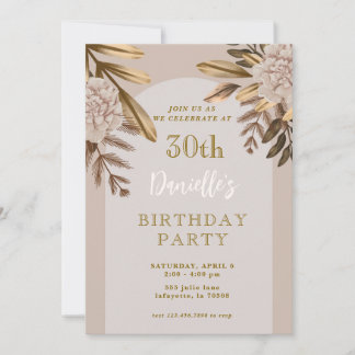 Rustikale Elegant Floral 30. Geburtstag Einladunge Einladung