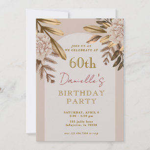 Rustikale Elegant Floral 60. Geburtstag Einladunge Einladung