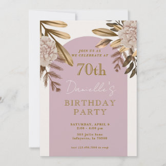 Rustikale Elegant Floral 70. Geburtstag Einladunge Einladung