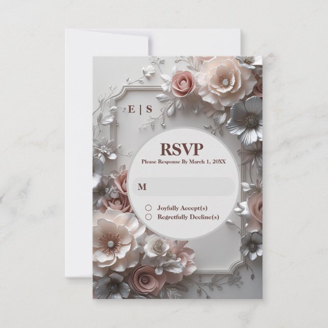 Rustikale Elegant Floral Wedding RSVP Card (Vorderseite)